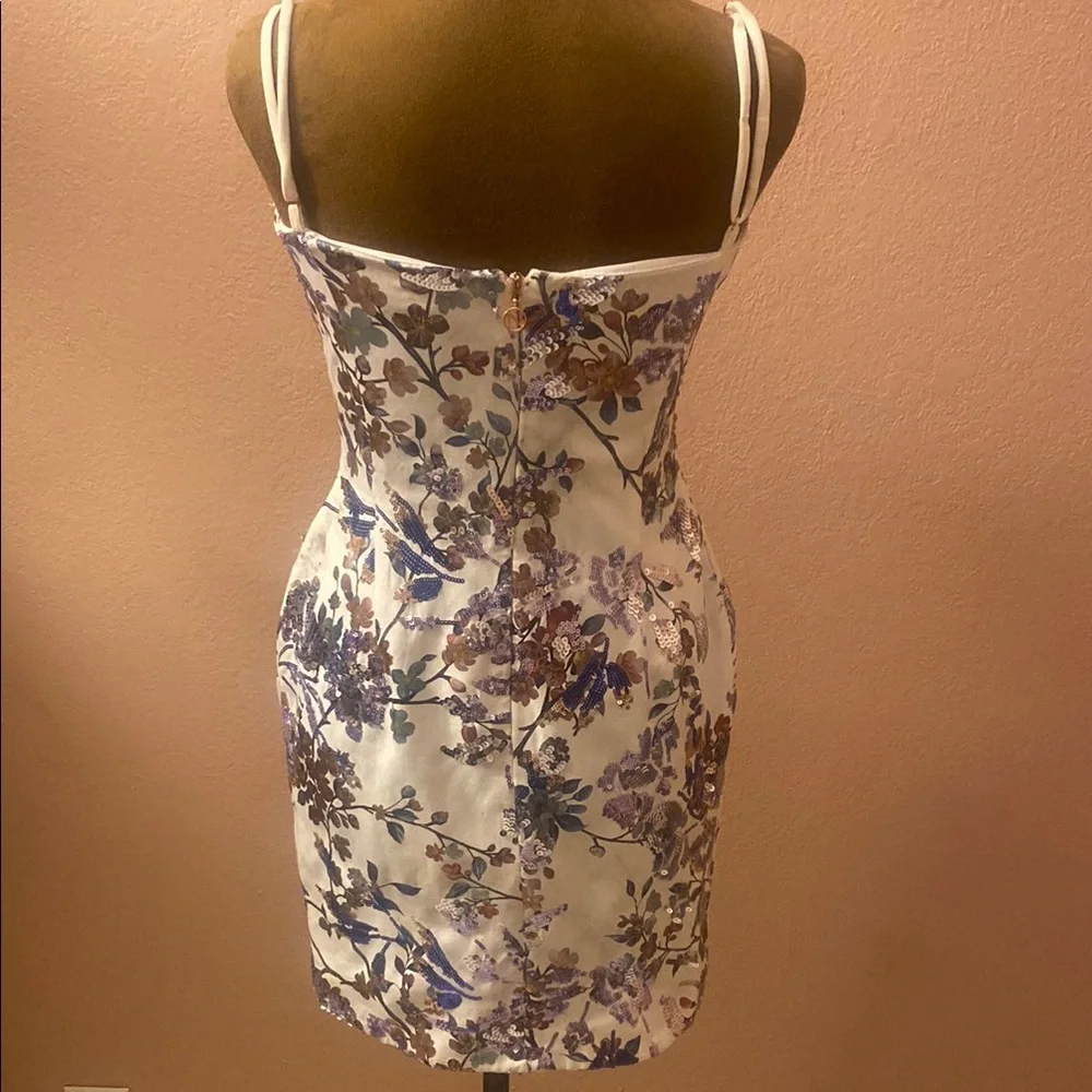 NOOKIE Floral White and Purple Women's Dress - Picture 4 of 8